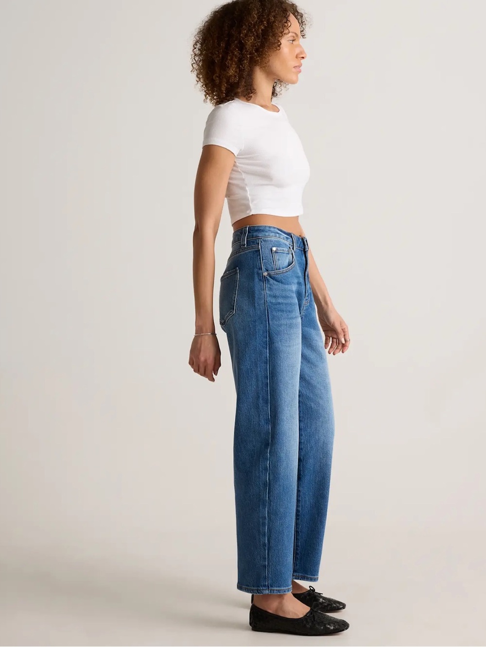 Quince NWT Bella Barrel Stretch Jeans Atlantic Blue Size 28 - Picture 5 of 15